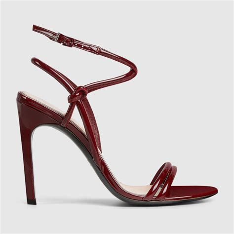 gucci salto|Women's strappy sandal in Rosso Ancora patent leather.